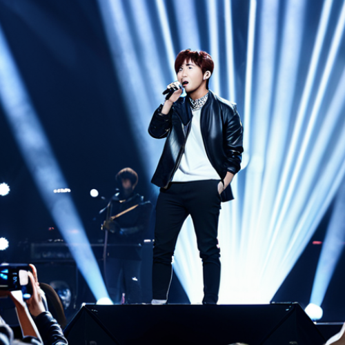 Home 21 **
"Choi Jung-hoon, the lead singer of Jannabi, fully clothed in a stylish outfit, standing on stage during a concert, surrounded by fans, bright stage lights, professional lighting, safe for work, appropriate content, perfect anatomy, natural proportions, high quality, professional."
**
