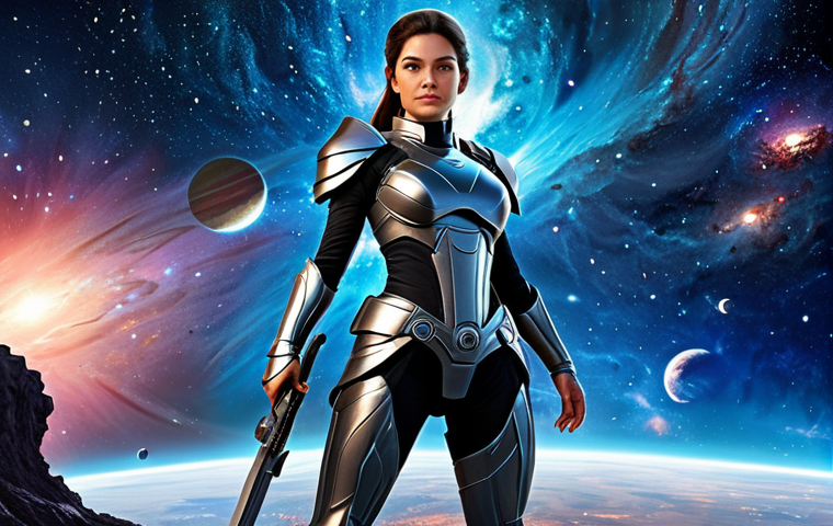 **
"A professional digital painting of Karina from Aespa, fully clothed in a modest, futuristic warrior princess outfit, standing heroically against a backdrop of cosmic nebulae, perfect anatomy, well-formed hands, appropriate attire, safe for work, family-friendly, high quality, digital art."
**