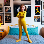EXID 하니의 데뷔 비하인드스토리 - A young Honey practicing dance in her childhood bedroom, surrounded by posters of her idols, determi...